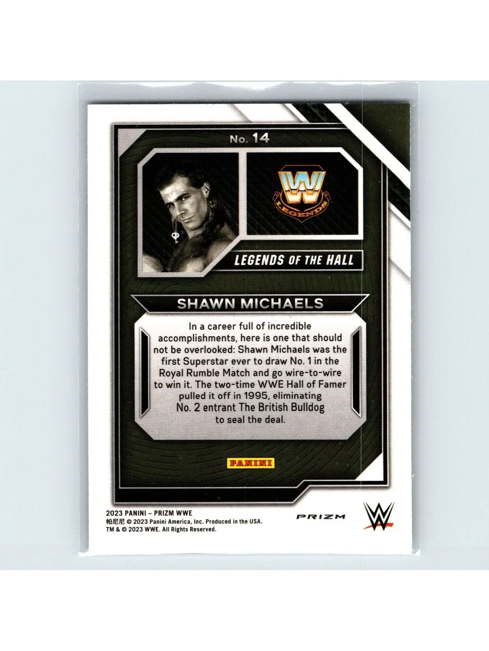 2023 Panini Prizm WWE Shawn Michaels #14 Legends of the Hall Under Card